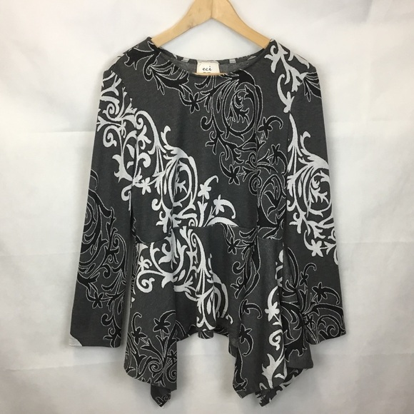 ECI New York Boho Peplum Knit Top Paisley Pattern. - Picture 3 of 9